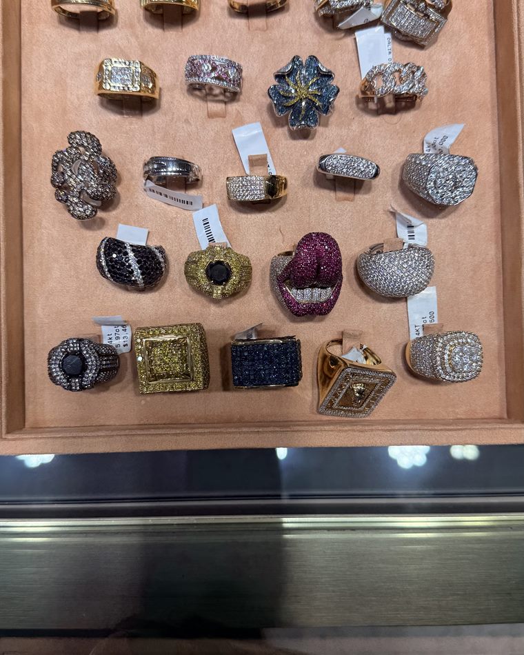 Colourful diamond statement rings in the Miami counter